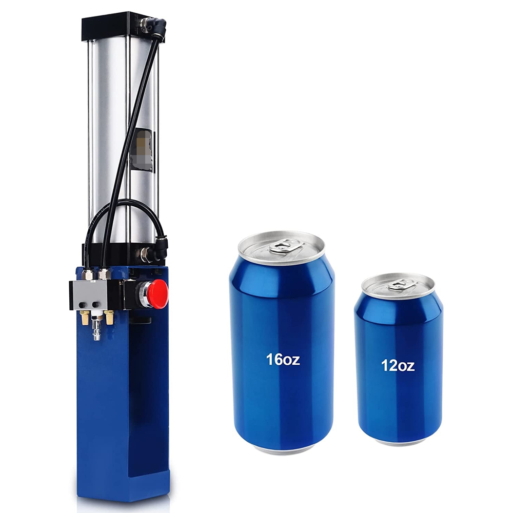 1 Silver-black pneumatic can crusher compatible can height comparison view