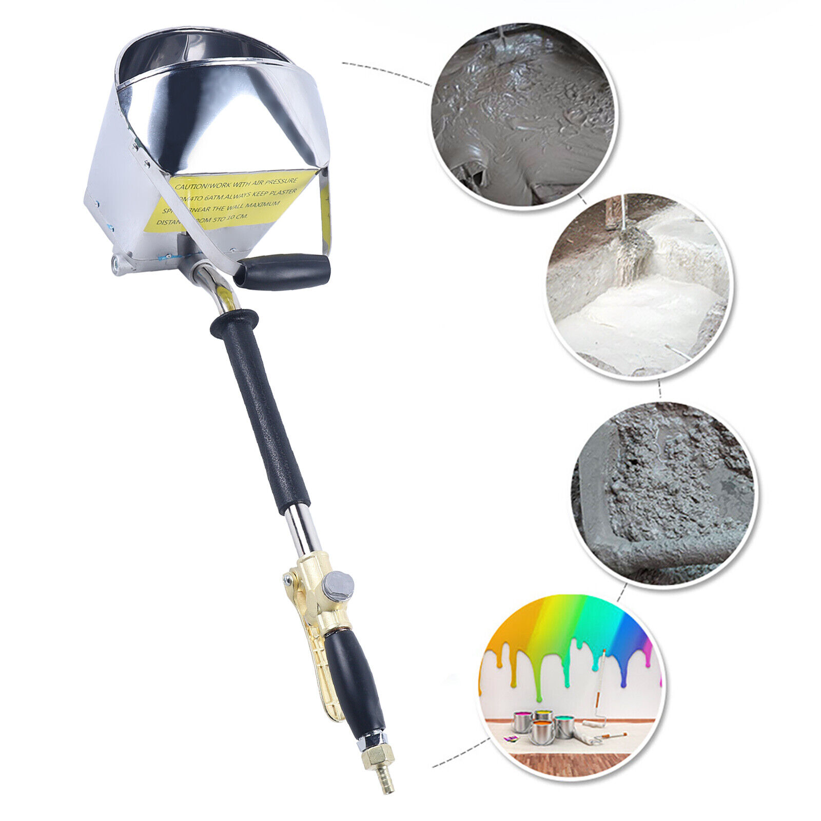 s-l1600 (1) Silver pneumatic mortar spray gun applicable materials view
