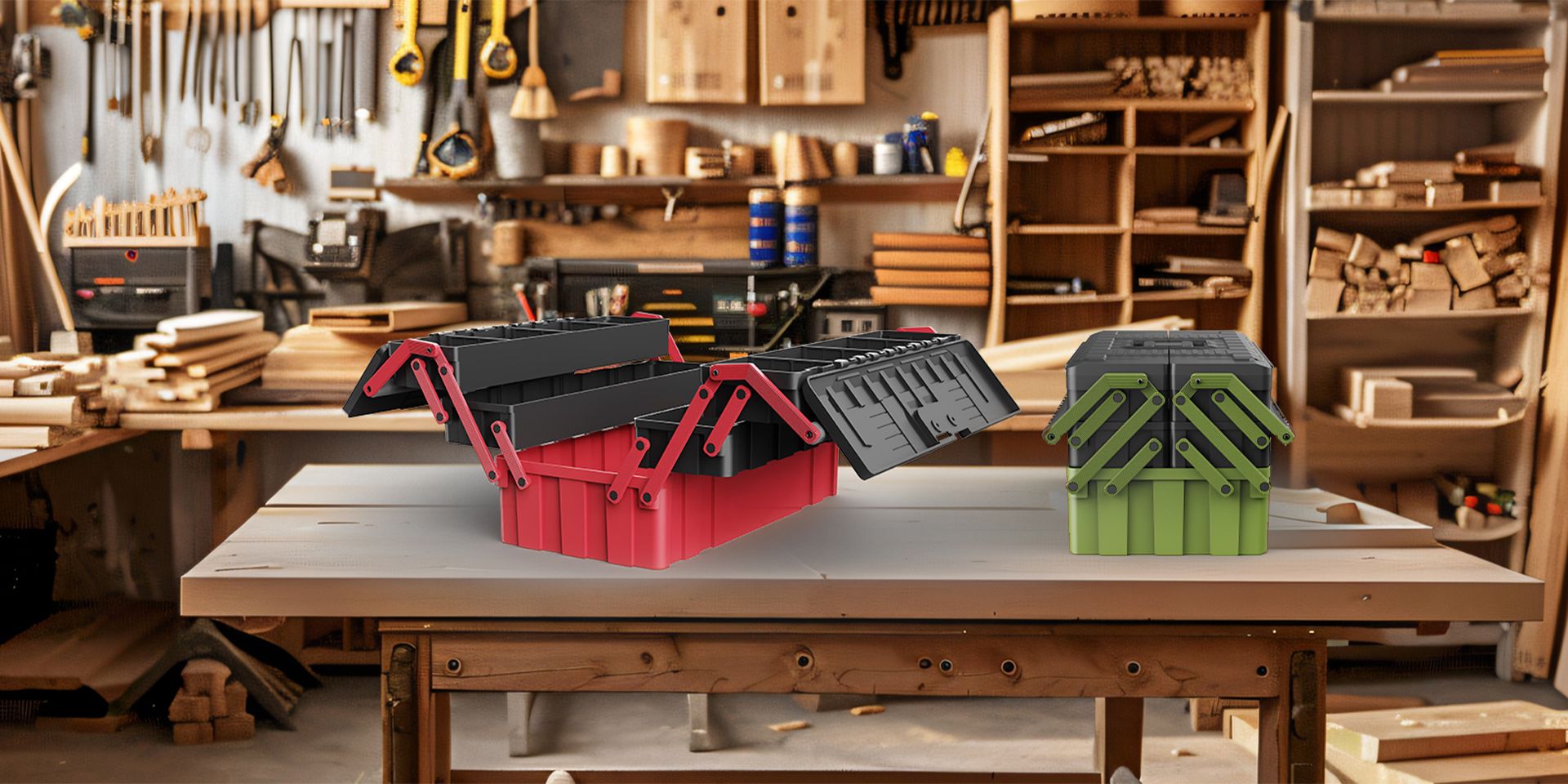 plastic toolbox used for garage workshop tool storage
