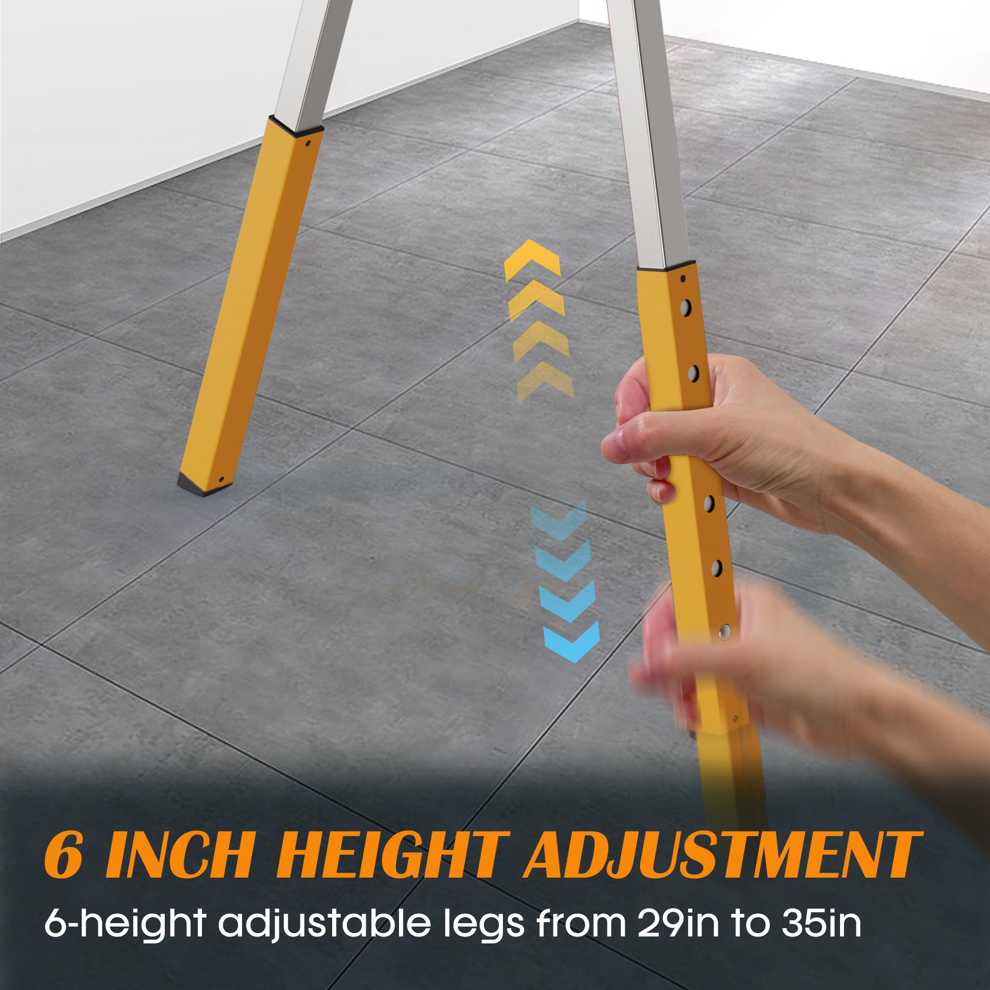 adjustable height sawhorse leg adjustment system