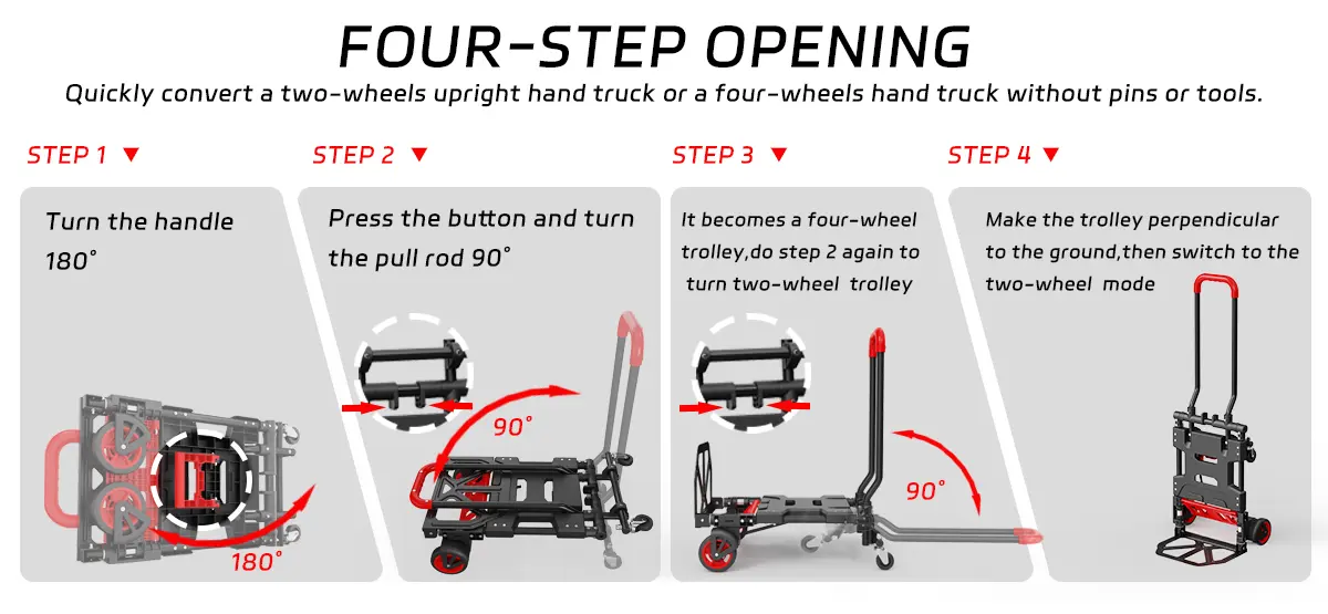 3 in 1 convertible folding trolley transformation design