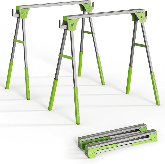 Foldable sawhorse design for efficient storage and transportation