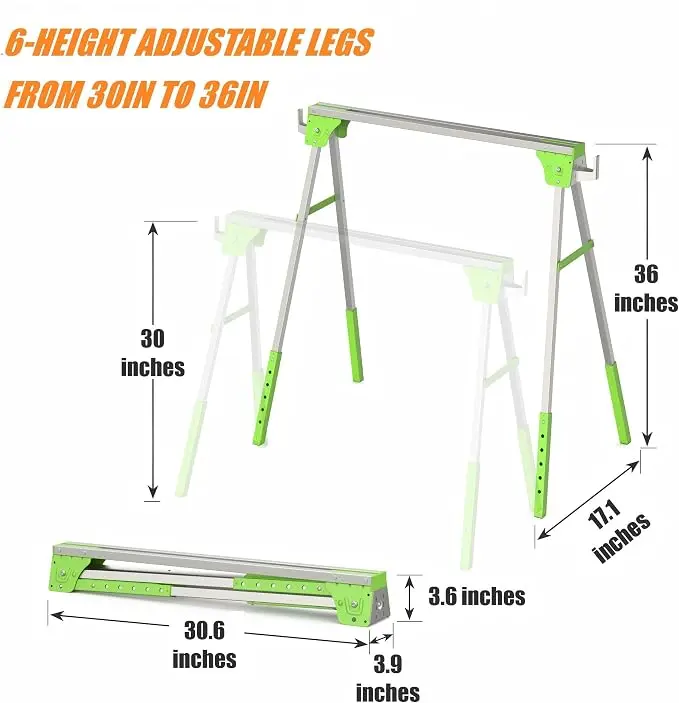 Folding sawhorse benefits including portability and compact storage