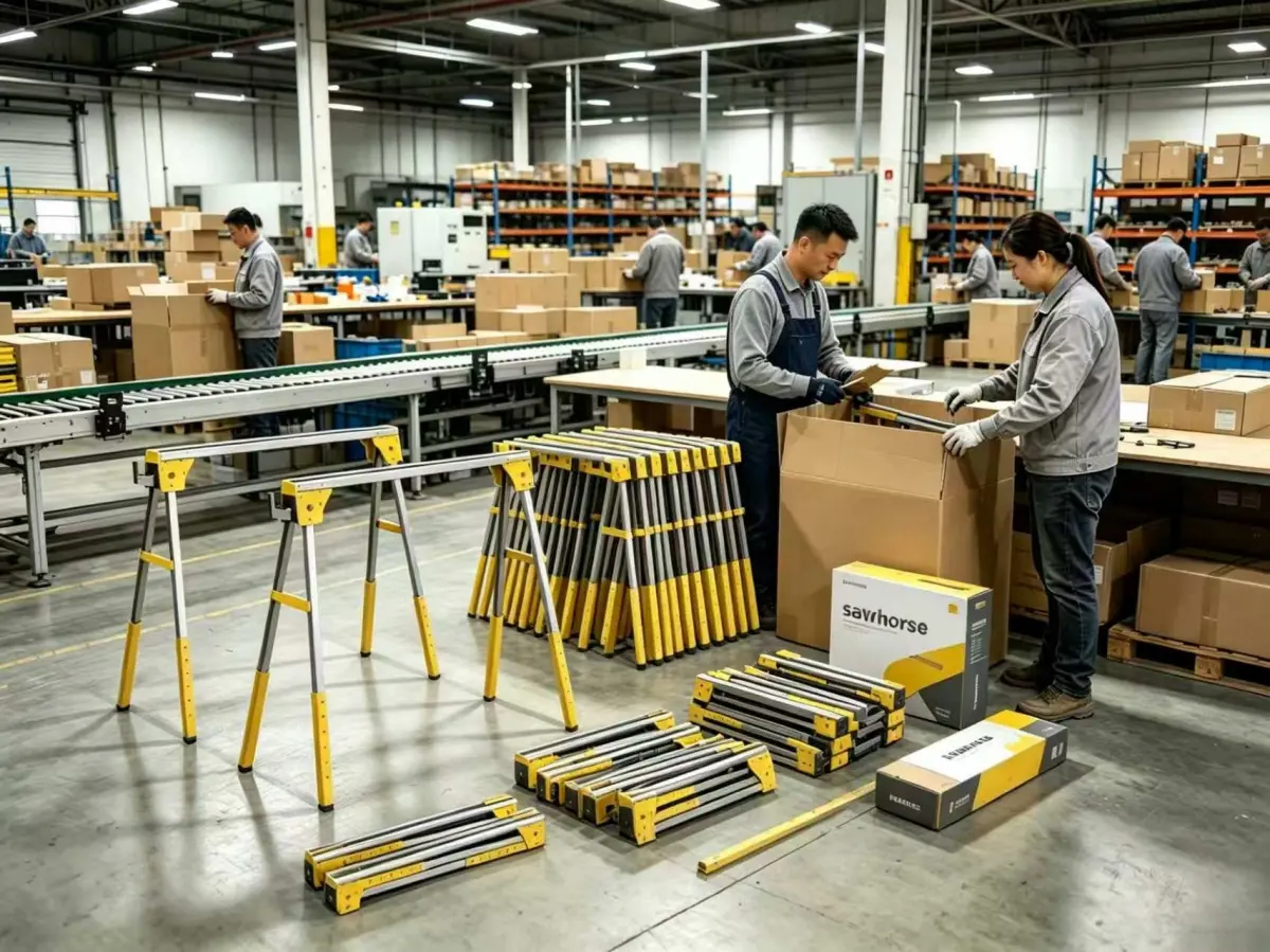 Folding sawhorse for wholesale distribution
