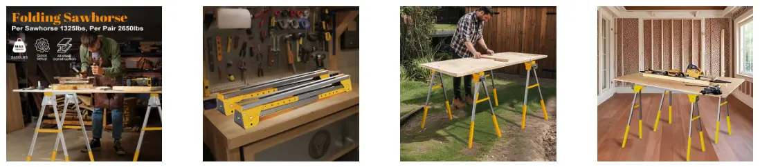 Heavy duty metal sawhorse for construction and woodworking