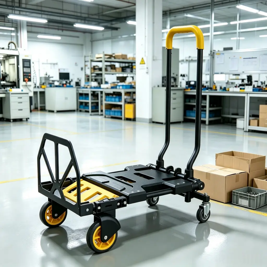 ONCUPID 4-Wheel Folding Platform Truck in Clean Modern Workshop