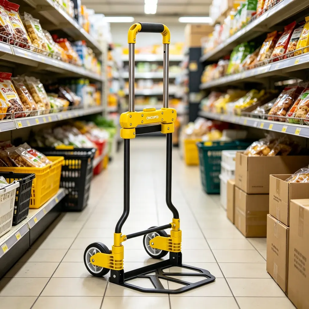 ONCUPID Folding Utility Cart in Supermarket Snack Aisle
