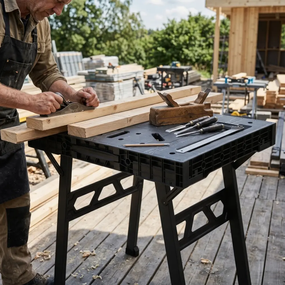 Portable workbench balancing weight strength and durability