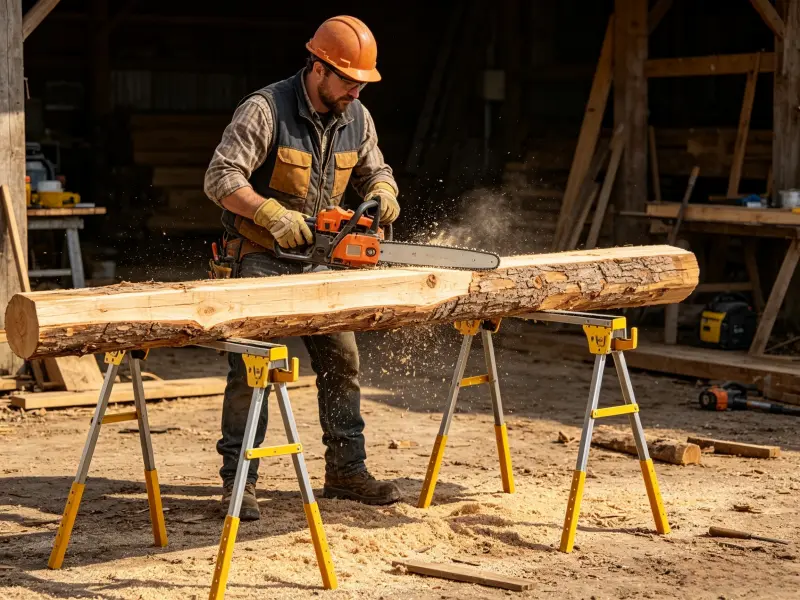 Sawhorse for cutting long boards