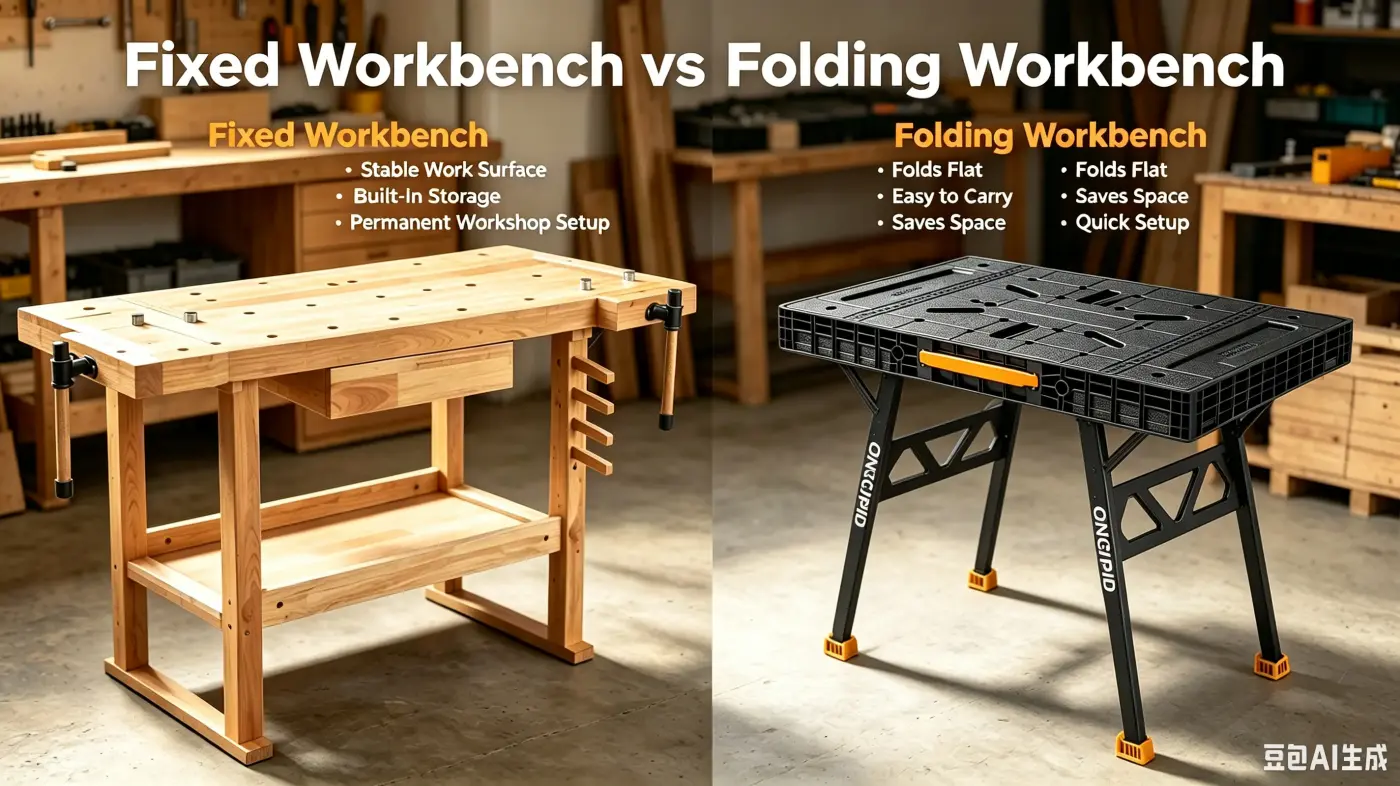 fixed and folding workbench comparison