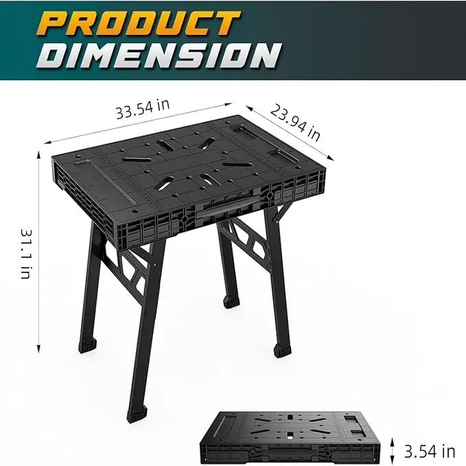 folded portable workbench dimensions