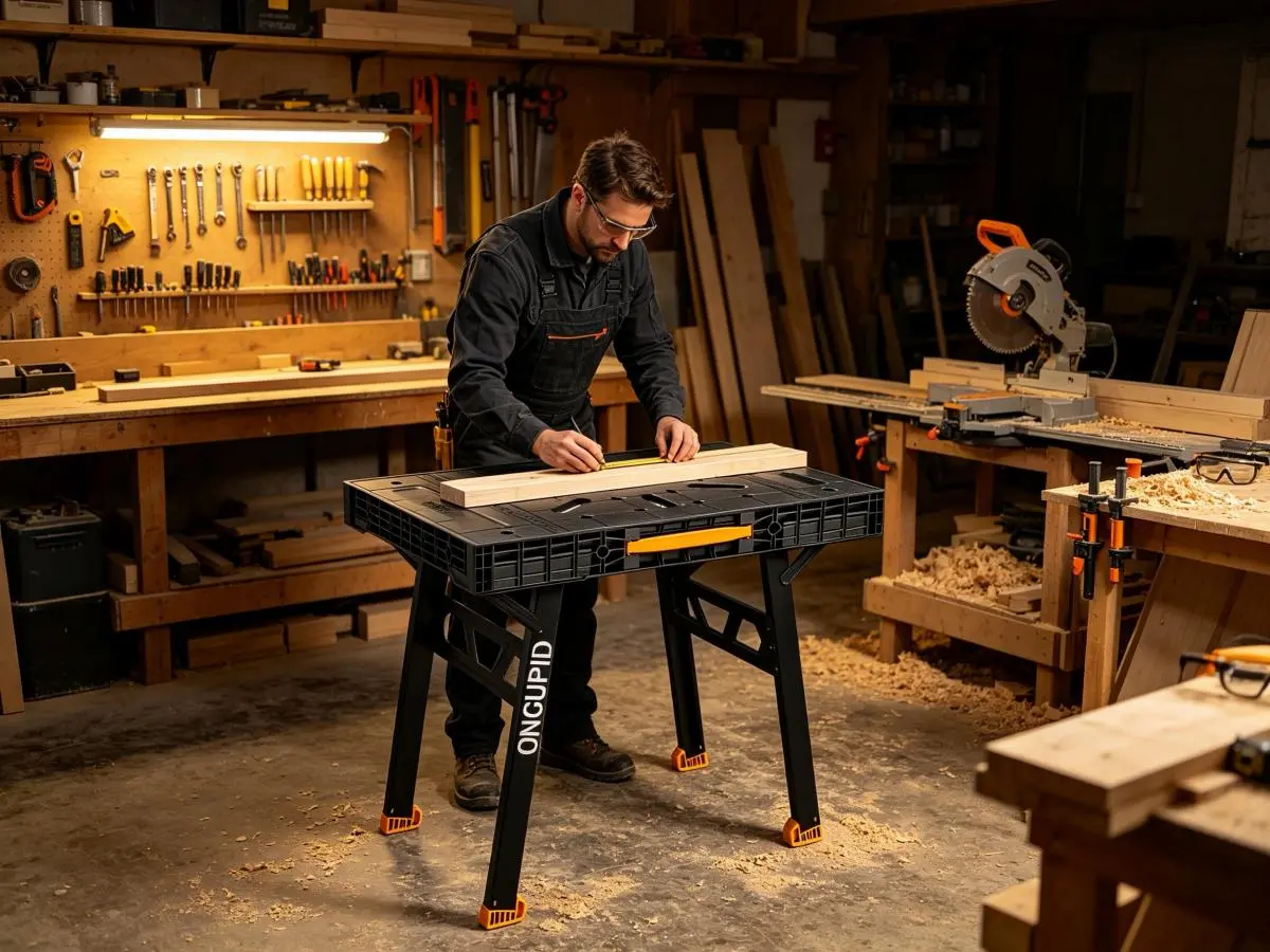 folding workbench used for woodworking