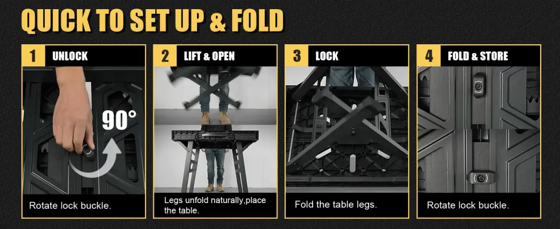 portable folding workbench folding process