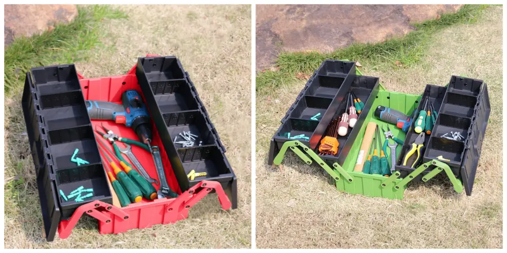 three tray and five tray cantilever toolbox opened