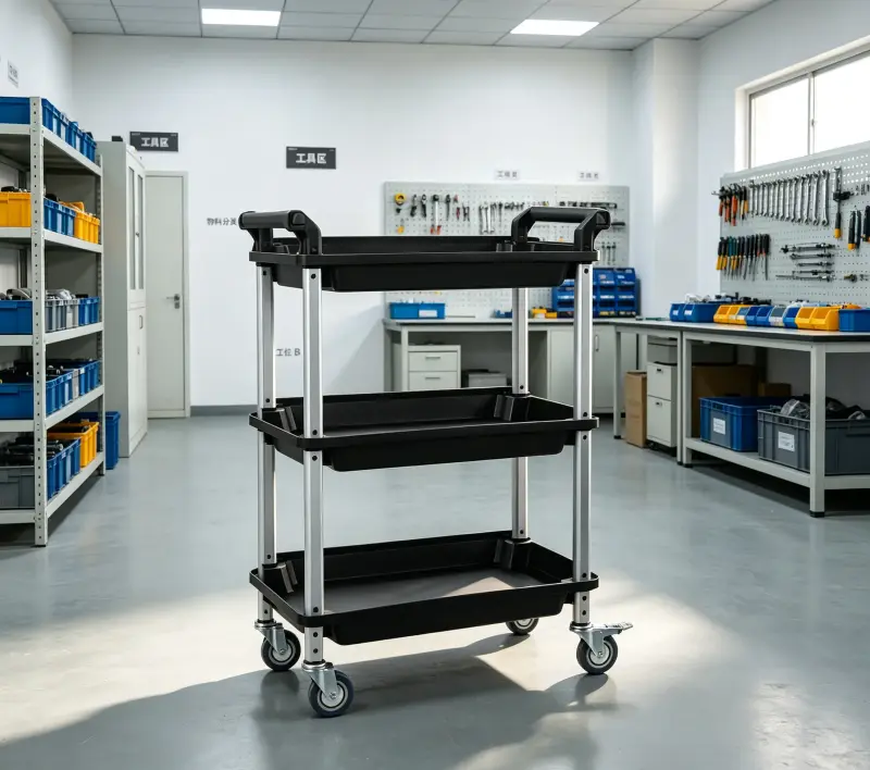 3 tier cart with wheels in a professional work environment