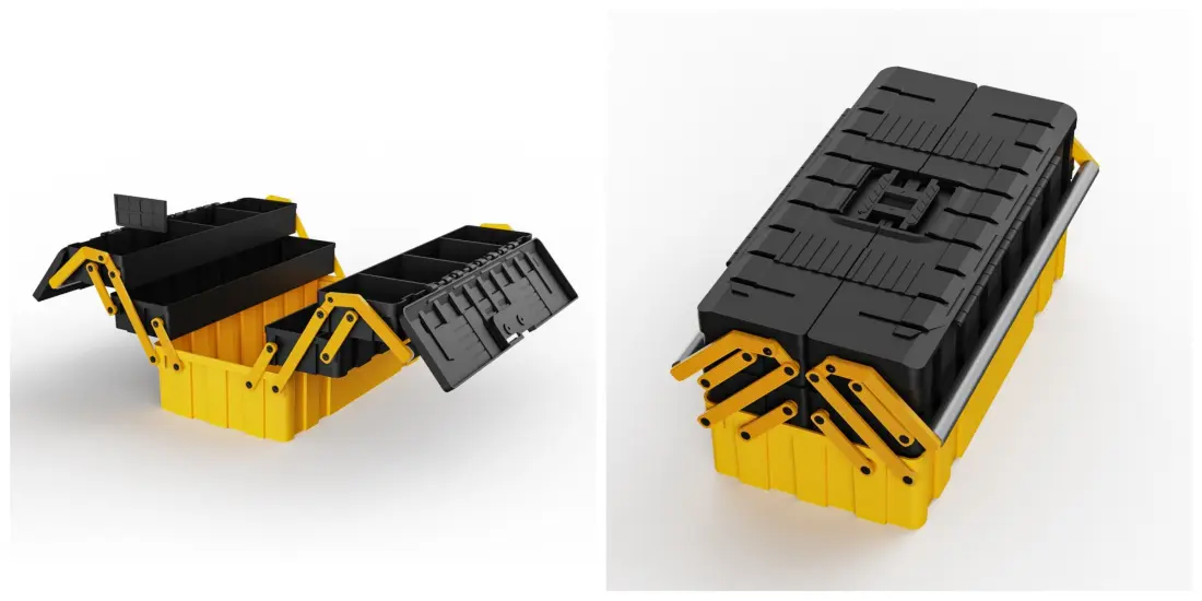 Compact cantilever toolbox with expanded storage access