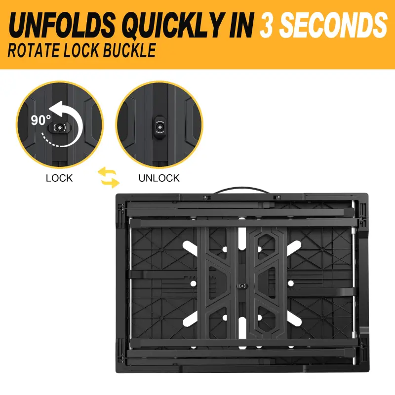 Quick setup folding workbench opening mechanism