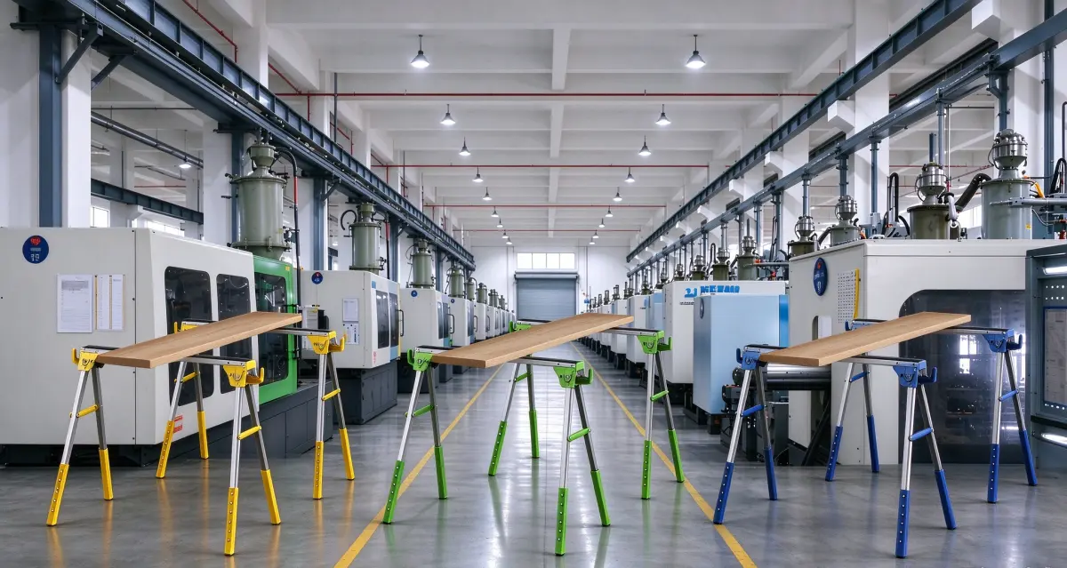 consistent folding sawhorse production in multiple units