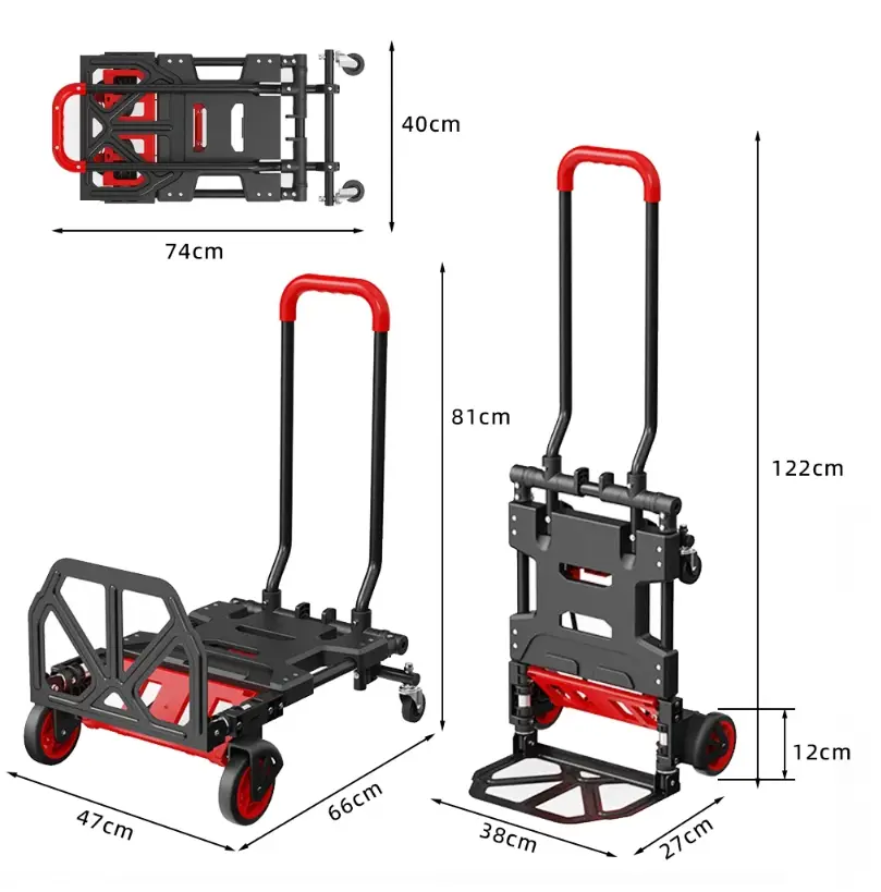 convertible folding trolley in hand truck and cart modes