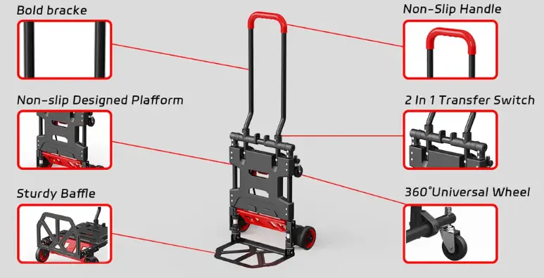 foldable hand truck dolly frame and material construction