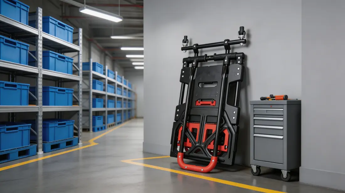 folded convertible hand trolley for compact storage