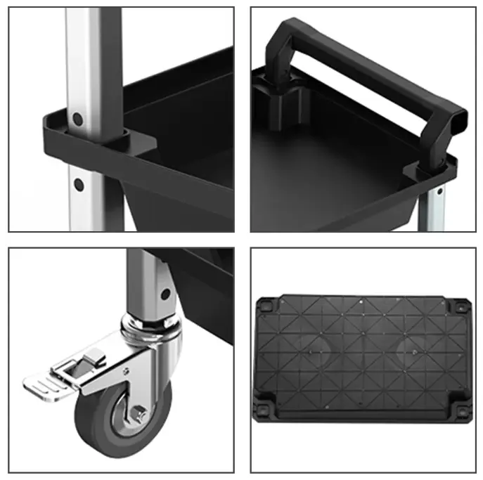 high density polypropylene shelves and aluminum tubing frame