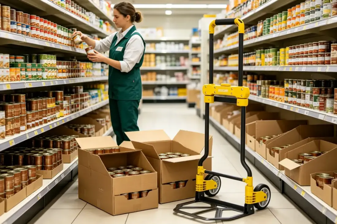 lightweight folding hand cart for retail restocking