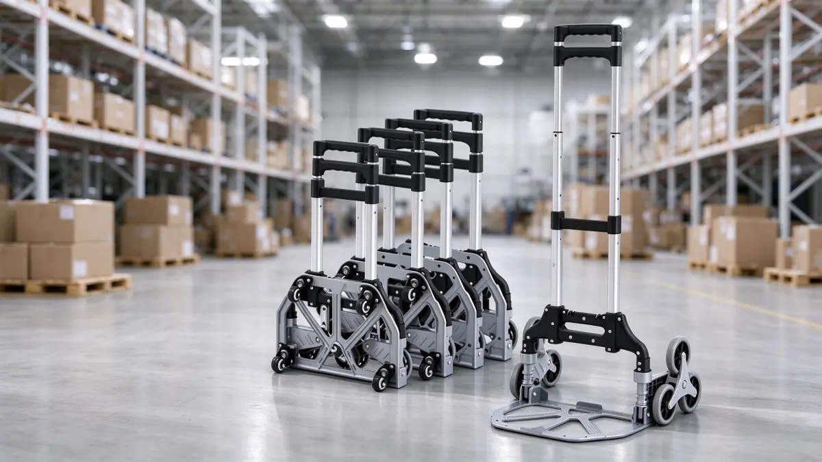 portable hand truck with compact folding storage