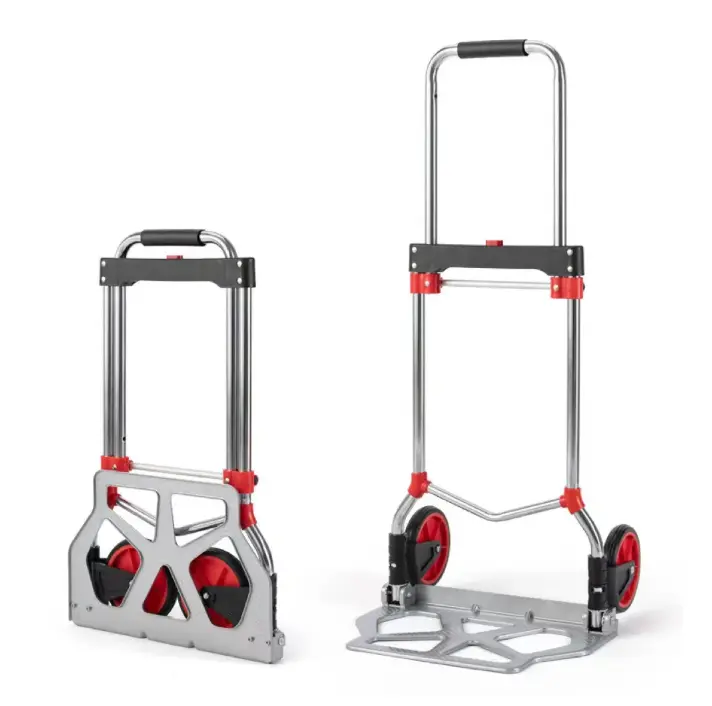 portable hand truck working and stored footprint comparison