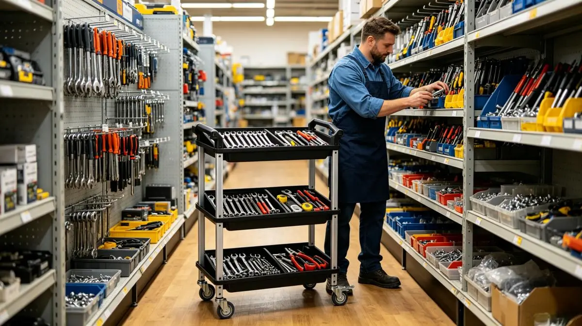 three tier rolling cart for replenishment and material collection
