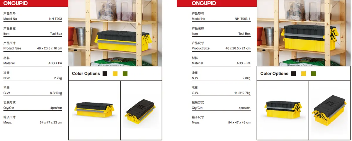 3-tray and 5-tray toolbox configurations for supplier quotation