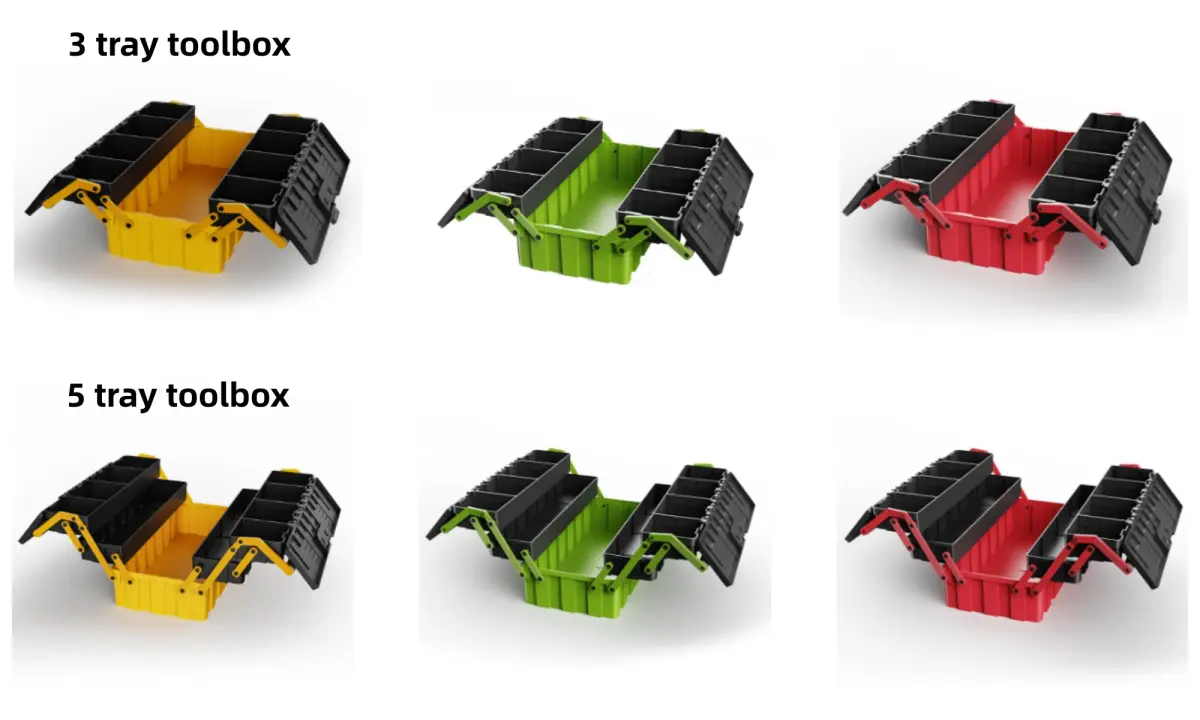 three-tray and five-tray toolbox configurations for distributors