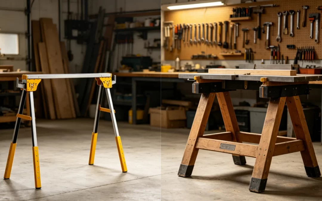 folding sawhorse vs traditional sawhorse comparison