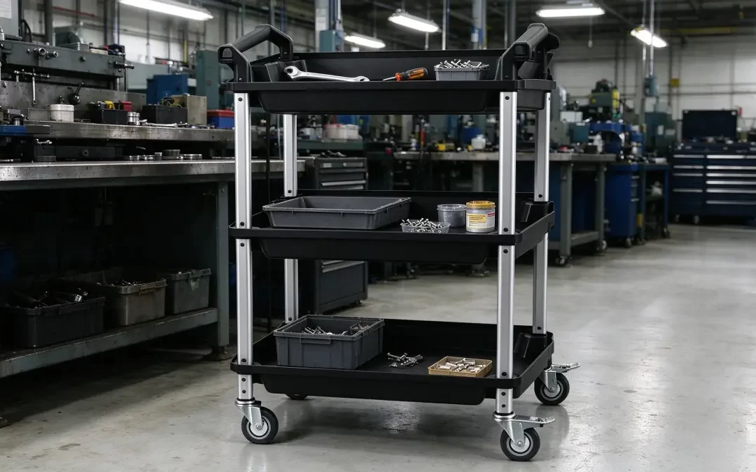 A 3 tier tool cart supporting workshop tool and parts management